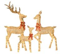 HOYECHI 6.5 FT Oversized Christmas Decorations Outdoor Lighted Reindeer - 3-Piece 3D Deer Family Set with 340 Warm White LED Lights for Yard, Lawn, Garden & Porch Holiday Display - Gold