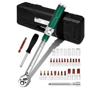 HOYETO 33PCS 1/4" Torque Wrench 2-24Nm, 72T & Socket Set for Bike Repair | Complete Torque Wrench Set, Hex/Torx/Phillips Bits, Bars & Case, 3 Percent Accuracy, Click Alert, Prevents Stripping & Damage