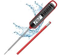 hoyiours Meat Thermometer Probe, Instant Read, Digital Food Thermometer with 4.7" Long Probe, Cooking with Auto Off and Waterproof, Classic Red Design