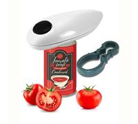hoyiours White Electric Tin Opener with Smooth Edge Cut, One Touch Automatic Can Opener with Auto Off, Cordless Tin Opener for Arthritic Hands, Battery Operated
