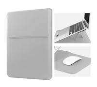 HoYiXi 13 Inch Laptop Sleeve Case PU Leather Bag Compatible with MacBook Air 13 M1 M2 2022-2018 / MacBook Pro 13 M2 2022-2016 / Surface Pro 8 2021 / Surface Go 3 2021, Sleeve Pouch with Stand Silver