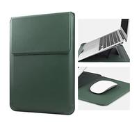 HoYiXi 13 Inch Laptop Sleeve Case PU Leather Bag Compatible with MacBook Air 13 M1 M2 2022-2018 / MacBook Pro 13 M2 2022-2016 / Surface Pro 8 2021 / Surface Go 3 2021, Sleeve Pouch with Stand Green