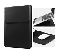 HoYiXi 14 Inch Laptop Sleeve Case Leather Bag with Stand Compatible with MacBook Pro 14 2021/ASUS Vivobook 14/HP Pavilion X360/Lenovo IdeaPad 14/Dell Lenovo HP ASUS Acer HUAWEI Matebook 14'' PC, Black