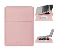 HoYiXi 15.6" Laptop Sleeve Case PU Leather with Stand Compatible with MacBook Pro 16/15.4'' MacBook Pro 15, Mac Air 15,16'' Laptop Bag for Dell, Acer, Asus,15-16'' laptop case,Pink