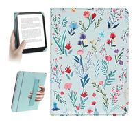 HoYiXi Universal Case for 6.8 Inch 7 Inch Kindle eReaders Compatible with Paperwhite/Kobo/BOOX T68/iReader Ocean,6.8-7" eReaders Protective Case Cover Elastic rope,Blue flowers