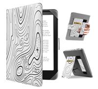 HoYiXi Universal Case for 7 inch Kindle Paperwhite/Colorsoft 2024 Compatible with 6.8" Paperwhite Kobo Clara HD/2E eReader Protective cover with Foldable Stand Built-in pocket,Mountain white