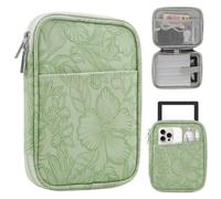 HoYiXi Universal Sleeve Bag for 6-6.8 inch E-Book Reader Compatible with 6.8" Kindle Paperwhite 2025-2012/6" All-new Kindle/Kobo/PocketBook,6" EReader With Anti-Drop Protective Cover,Green leaves