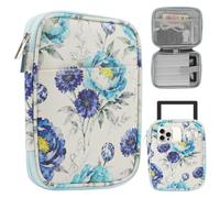 HoYiXi Universal Sleeve Bag for 6-6.8 inch E-Book Reader Compatible with 6.8" Kindle Paperwhite 2025-2012/6" All-new Kindle/Kobo/PocketBook,6" EReader With Anti-Drop Protective Cover,Blue roses