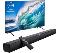 HoYLluDLL Soundbar for TV，80W 2-in-1 Detachable Sound Bar with 3 EQ Modes& Auto Volume Boost, Bluetooth 5.3/ARC/Optical/AUX, Home Theater Audio System for TV/PC/Laptop/Game Console, Black,1 Pcs
