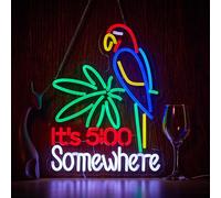 Hoyoelec Its 5:00 O'clock Somewhere Neon Signs for Wall Décor Dimmable LED Neon Light USB Powered Neon Art Signs Decor