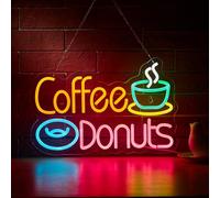 Hoyoelec Neon Sign - Coffee Donuts - 17" x 8" - Glass - Modern - Wall Mount - Lighted & Neon Signs
