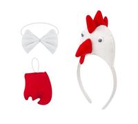 HOYOEY 3pcs Chicken Costume Set Rooster Headband Bowtie Tail Easter Dress up Costume Party Favors for Adults Kids