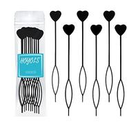 Hoyols 12pcs Quick Topsy Tail Hair Beader for Braiding Beads, Loop Threader Ponytail Hair Styling Maker for Kids Girls Set of 12 - Black
