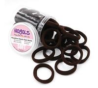 HOYOLS 50 Pcs Soft Elastic Hair Ties, Large Nylon Fabric Ponytail Holder Bands for Thick Heavy Curly Hair Seamless Scrunchies Headbands No Slip No Damage (Espresso)