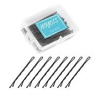 HOYOLS Bobby Pins Black, Premium Secure Hold Wavy Slide Proof Hair Styling Pins Open Bulk with Case 100 Count, 2 3/8 Inch