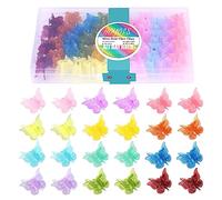 Hoyols Mini Butterfly Hair Clips, Y2K Pastel Rainbow Accessories for Girls and Women, Small Hair Claw for Braids, 12 Baby Hues 48 Pcs (Jelly Color)
