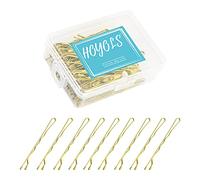 Hoyols Premium Metallic Crimped Grip Bobby Pin, Secure Hold Wavy Slide Proof Gold Hair Styling Pins for Women Buns Thin Hair 100 Count, 2 inch (Blonde)
