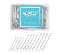 HOYOLS Silver Bobby Pins for Women, 150 Pcs in 3 Sizes (1.9", 2.4", 2.7") for Buns, Updos Styling, Non-Slip Crimped Hair Pins for Thick Fine Hair