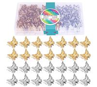 Hoyols Silver Gold Butterfly Hair Clips, 48 pcs 90s Hair Accessories for Girls Women, Small Mini Hair Stuff Thing Clips Pins for Braids Rave Festival Party Decorations Bulk (Metallic Color)