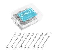 Hoyols Silver Gray Crimped Grip Hair Pins, Secure Hold Wavy Slide Proof Hair Bobby Pins Holder for Girls, Women Decorative 100 Count, 2 inch