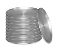 Hoypeyfiy 10 Pcs 8 Inch 20 cm Round Stainless Steel Plates, Unbreakable Metal Plates with Rolled Edges & Anti-Skid Base, Dinner Plates Set for Home Camping BBQ Party
