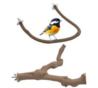 Hoypeyfiy 2-Pack Natural Wood Bird Perch Set for Cages, U-Shape and Forked Design, Provides Diverse Textures & Gripping Surfaces, for Conures, Cockatiels, Parakeets, lovebirds (2 pcs)