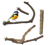 Hoypeyfiy 2-Pack Natural Wood Bird Perch Set, U-Shape and Forked Design, Provides Diverse Textures & Gripping Surfaces, for Conures, Cockatiels, Parakeets (3 pcs)