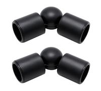 Hoypeyfiy 2Pcs 25MM Black Hinged Elbow Connector, Stainless Steel Elbow Curtain Pole Joint Connectors, from 90 Degrees to 180 Degrees for 1 Inch Rod