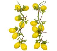 Hoypeyfiy 2Pcs Artificial Lemon Branches, 55cm Artificial Fruit Wreath Simulation Artificial Lemons Lifelike Fake Fruit, for Hanging Decoration Home Kindergarten Office