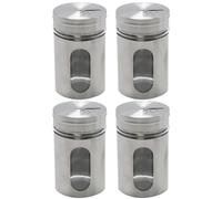 Hoypeyfiy 4 Pcs 80ml Salt and Pepper Shakers, Adjustable Pour Holes with Stainless Steel Lids, Glass Spice Jars for Seasoning and Kitchen Use