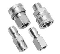 Hoypeyfiy 4Pcs 3/8 1/4 Inch Pressure Washer Coupler Set, NPT 3/8 1/4 Inch Quick Connect Fittings Male and Female Pressure Washer Adapter Kit Internal and External Threads for Pumps Ball Valves