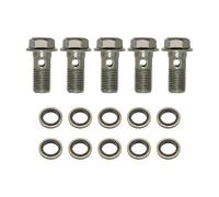 Hoypeyfiy 5PCS M10 x 1mm Motorcycle Brake Banjo Bolt Set with Seal, Brake Banjo Bolt Kit for Brake Calipers and Master Cylinders (M10 x 1mm)