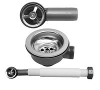 Hoypeyfiy Complete 110mm Stainless Steel Sink Waste Kit with Overflow, Includes 1½" Basket Strainer for Easy Installation, Suitable for all Sinks Left or Right Orientation