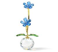 Hoypeyfiy Crystal Blue Small Daisy Figurine with Stem, Glass Flowers in an Elegant Crystal Vase, Charming Decoration for Mother's Day and Special Celebrations (Blue)