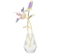Hoypeyfiy Crystal Vase Lily Ornament, Glass Lily with Metal Stem, Suitable for Mother's Day, Valentine's Day Gift, Wedding, Party, Home, Decor Ornament