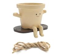 Hoypeyfiy Cute Swing Face Planter Pot, Fun Hanging Resin Flower Pot with Drainage Hole, Ideal for Indoor Outdoor Succulents and Cactus Plants (type 1)