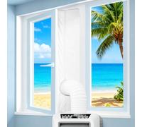 Hoypeyfiy Portable Air Conditioner Window Seal Kit, 158 iInch Anti-Mosquito Waterproof Wind Resistant Universal AC Window Seal Kit, Equipped with Double Zip and Adhesive Tape