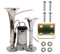 Hoypeyfiy Silver 600DB Air Horn with Compressor, Universal Chrome 12V Dual Trumpet Air Horn Kit for Truck Boat Train Car and Yacht