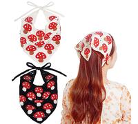hoyuwak 2Pcs Crochet Bandanas Headbands Hairbands Head Hair Scarf for Women Girls Knitted Mushroom Hair Accessories for Hair Styling Decor(White, Gray)