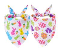 hoyuwak Easter Dog Bandana, 2Pcs Easter Egg Rabbit Carrot Plaid Pet Scarf Adjustable Triangle Puppy Scarves Reversible Colorful Bib for Small Medium Large Dogs Cats Gifts