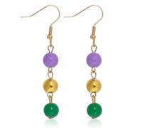 hoyuwak Mardi Gras Earrings Colorful Beaded Earrings Mardi Gras Earring Accessories for Women Carnival Parade Jewelry Holiday Party Jewelry