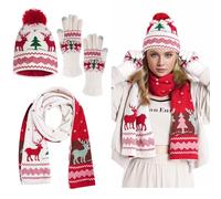 hoyuwak Winter Hat Scarf Gloves Set for Men Women, Warm Beanie, Touch Screen Gloves, Scarf for Christmas, Cold Weather Gift, intense green/black/white, One Size