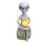 Hozaenwa Alien Garden Statue, Resin Whimsical Sculpture, Collectible Sci-Fi Solar Light Decoration for Outdoor Patio Garden Lawn Balcony Haunted House Halloween