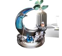 Hozaenwa Back Flow Incense Cone Burner,Moon Shaped Fountain Diffuser,Ceramic Waterfall Incense Fountain - for Home House Altar Entryway Cabin Table Desk