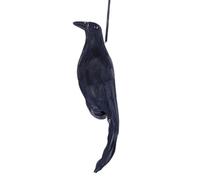 Hozaenwa Crow Figurine | Fake Decoy Raven - 12 Inch Handmade Artificial Model Decoration for Halloween Party Props Lawn Outdoor Hunting Porch Yard Indoor Outside Pool Garden