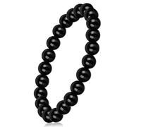 HOZEAL Black Obsidian Protection Bracelet, Men Women Black Agate Lava Crystal Bead Bracelet, for Courage Attract Money Wealth Prosperity Handmade Good Luck Fengshui Energy Quartz Stone Bracelets