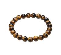HOZEAL Triple Protection Bracelet, Black Obsidian Tiger Eye Stone Hematite Wealth Bracelets for Men Women for Bring Luck and Prosperity, Beaded Buddha Crystals Rope Stretch Bracelet, 6.5", 8mm Yellow