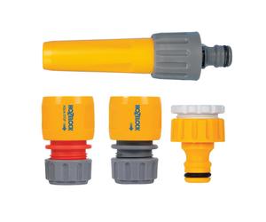 Hozelock 2352C0000 Hose Fitting Starter Set for 12.5/15mm Hoses - Quick-Connect System, Includes Nozzle, Hose End, Waterstop & Tap Connector