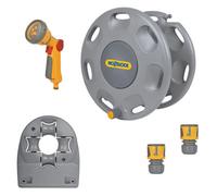 Hozelock 2390 60M Wall Mounted Hose Reel & Hose Guide & 2679 Multi Spray Gun