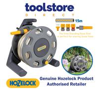 Hozelock Compact Floor Standing Hose Reel 1/2" / 12.5mm 25m Grey & Yellow
